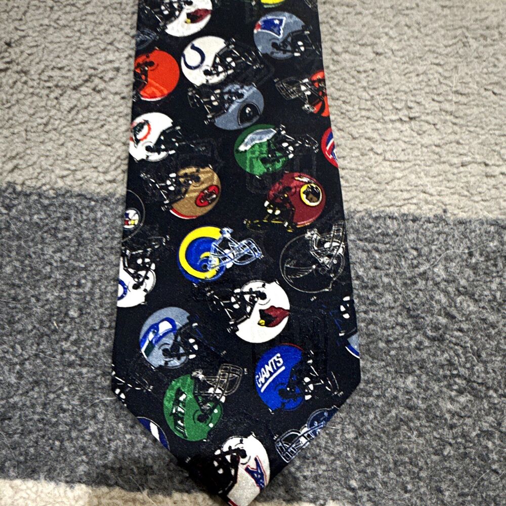 Team NFL Men's NFL Football Helmet Print Neck Tie Black National Football League